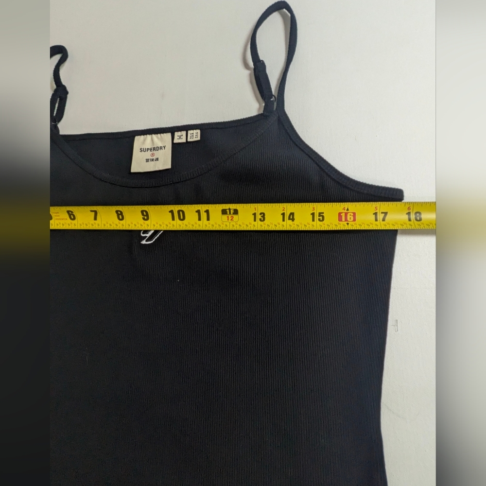 Superdry Code Essential Strappy Mini Slim Fit Tank Dress Bodycon Black Sz 10 EUC - Picture 14 of 16